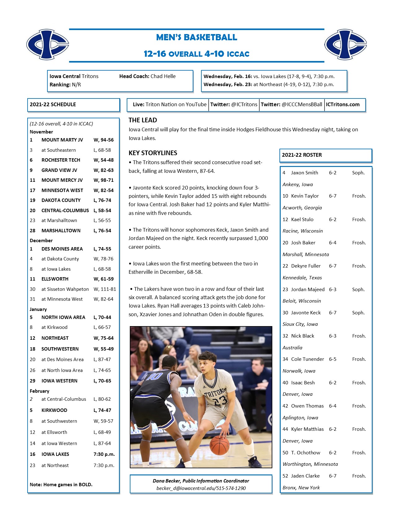 Triton Gameday vs. Iowa Lakes