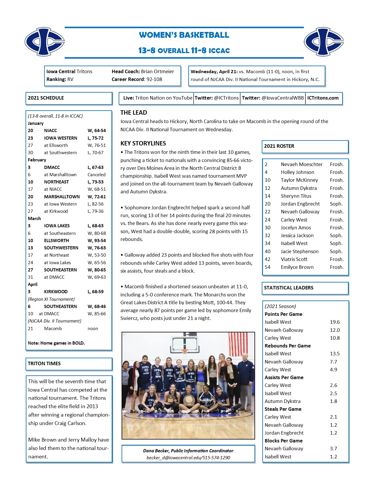 Triton Gameday vs. Macomb at Nationals